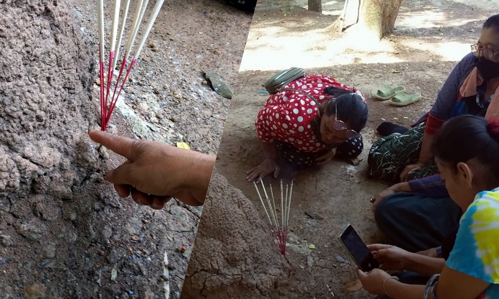 ตาลุกวาว!! ส่องเลขเด็ดจอมปลวกคล้ายพ่อปู่ฤาษี ที่ ต.บ้านจันทน์