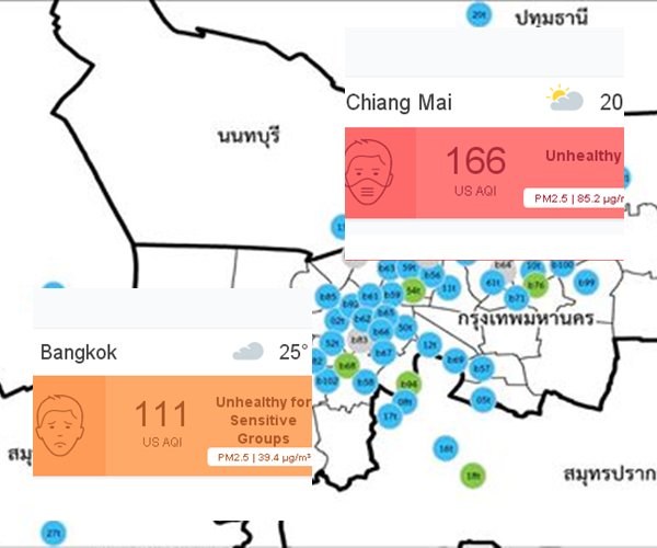 “กทม.” ฝุ่นเพิ่มแต่ไม่เกินเกณฑ์ไทย/ “เหนือ” ยังอ่วม 16 จุดกระทบสุขภาพ