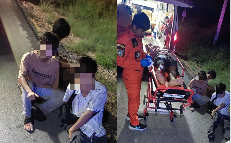 หวิดตายหมู่!แก๊งขนต่างด้าวเถื่อนถูกรถชนขับรถทำเวลาหบลหนีเสียหลักชนเสาไฟฟ้าบาดเจ็บระนาวบนถนนสายกาญจนบุรี-หนองบัว