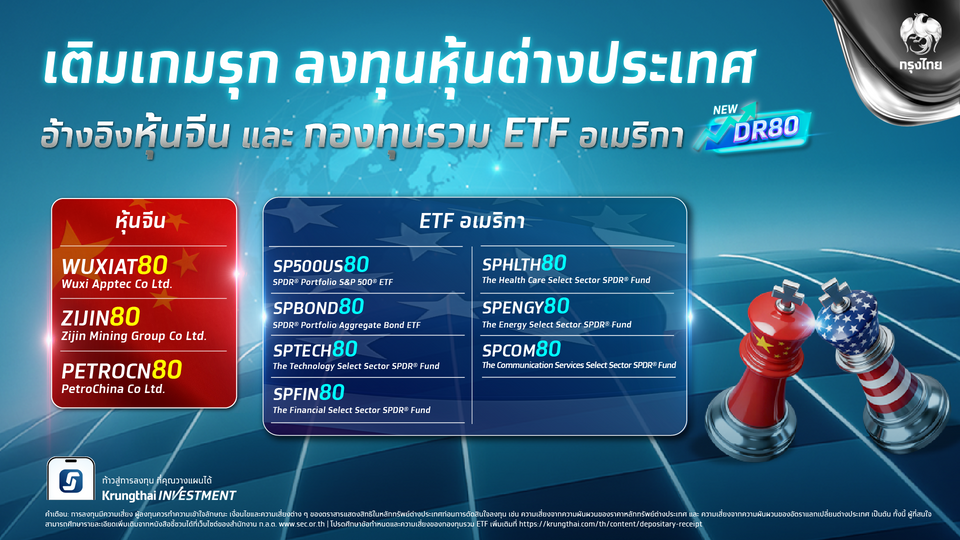 กรุงไทยเปิดตัวลงทุนหุ้นนอก DR (ชุดใหม่) “10 หลักทรัพย์” ขยายโอกาสลงทุนทั่วโลก ดีเดย์ 11 พ.ย. นี้