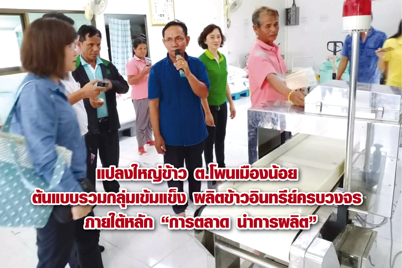 แปลงใหญ่ข้าว ต.โพนเมืองน้อย ต้นแบบรวมกลุ่มเข้มแข็ง ผลิตข้าวอินทรีย์ครบวงจร ภายใต้หลัก “การตลาด นำการผลิต” พร้อมแปรรูปเศษข้าวเป็นแป้ง สร้างมูลค่าเพิ่ม 