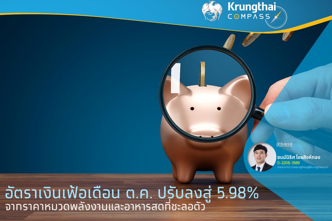 เงินเฟ้อทั่วไปเดือน ต.ค.อยู่ที่ 5.98% ตามราคาพลังงานและอาหารสดที่ชะลอตัวลง