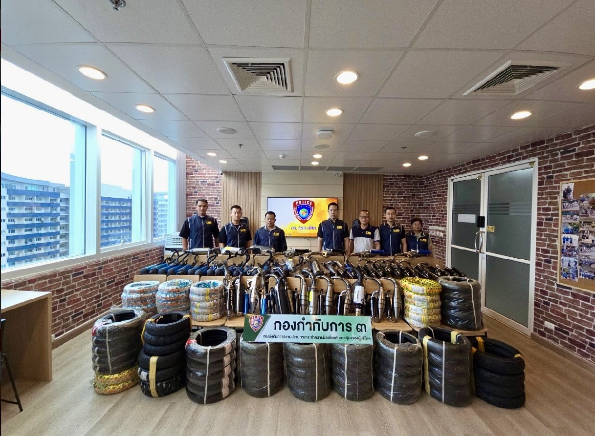 ตำรวจสอบสวนกลาง ระดมกวาดล้างท่อไอเสียและยางรถจักรยานยนต์ ไม่มี มอก. มูลค่ากว่า 1 ล้าน