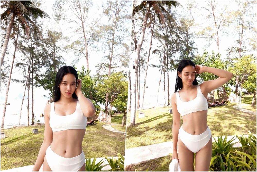 'วาววา' สวยสะพรั่ง อวดหุ่นสุดปังในชุดว่ายน้ำสีขาว