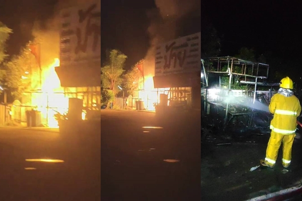 ปทุมธานี ไฟไหม้รถเข็นขายของเสียหายหลายร้าน