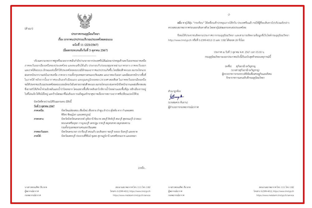 กรมอุตุนิยม ประกาศฉบับสุดท้าย เตือน อากาศแปรปรวน เปิด 40 จว.ฝนฟ้าคะนอง หลีกเลี่ยงการอยู่ในที่โล่งแจ้ง