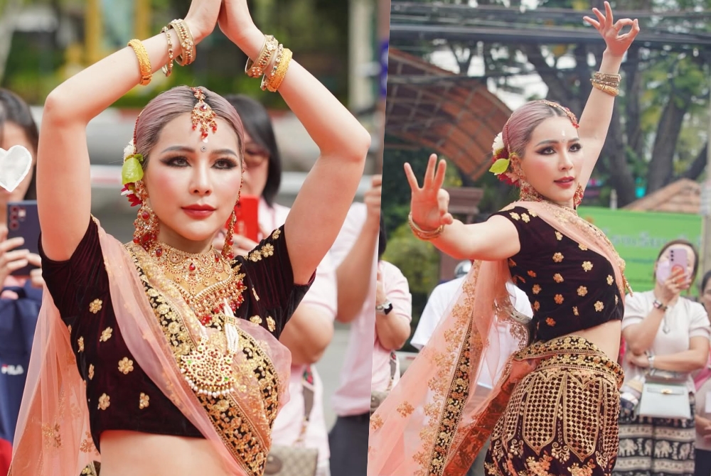 ปังมาก! "จันจิ" อวดลุคสาวอินเดียรำถวายพระแม่ลักษมีครั้งแรก 