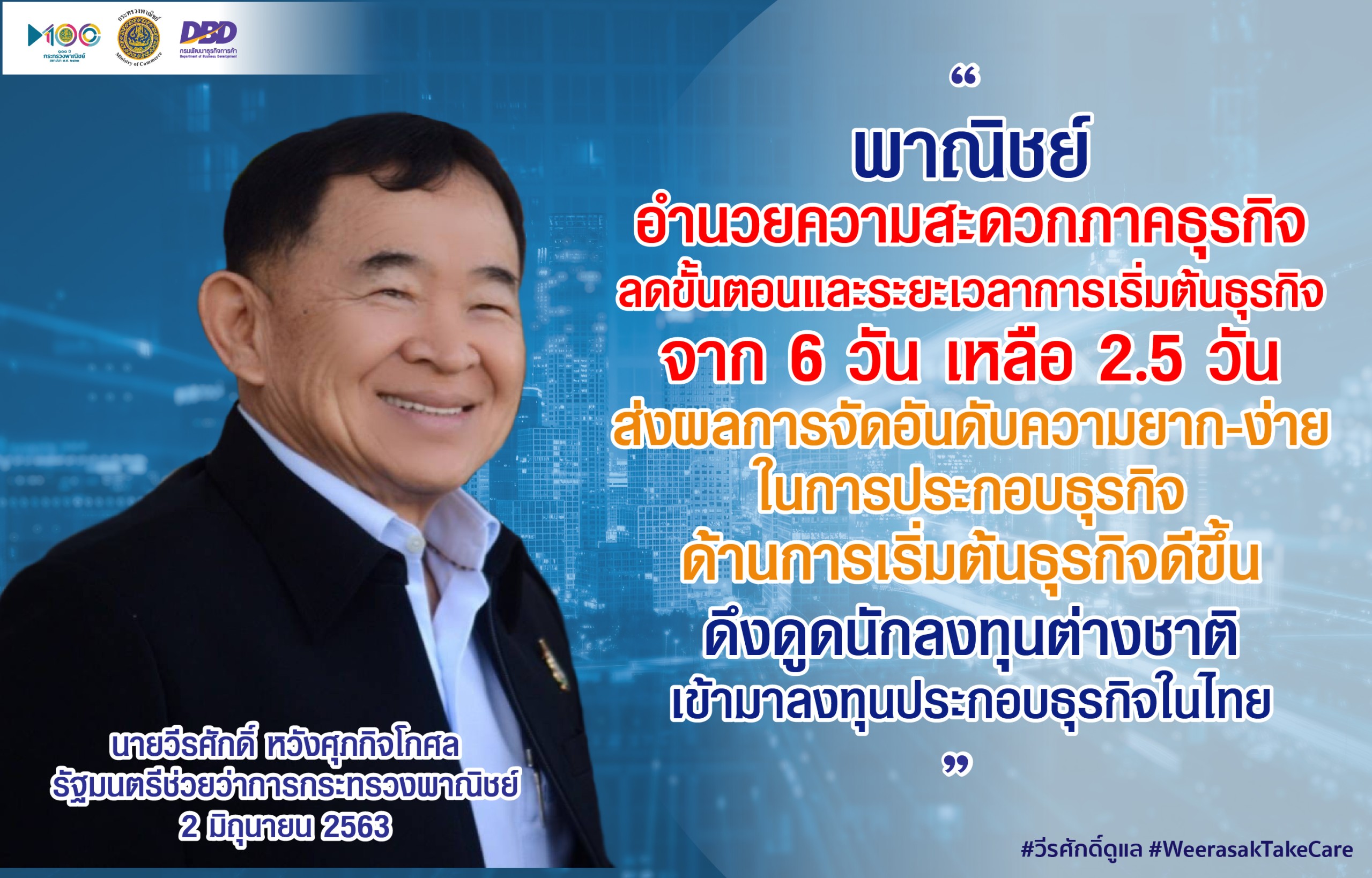  พณ.ปฏิรูปการให้บริการภาครัฐ อำนวยความสะดวกเริ่มต้นธุรกิจจาก 6 วัน เหลือเพียง 2.5 วัน 