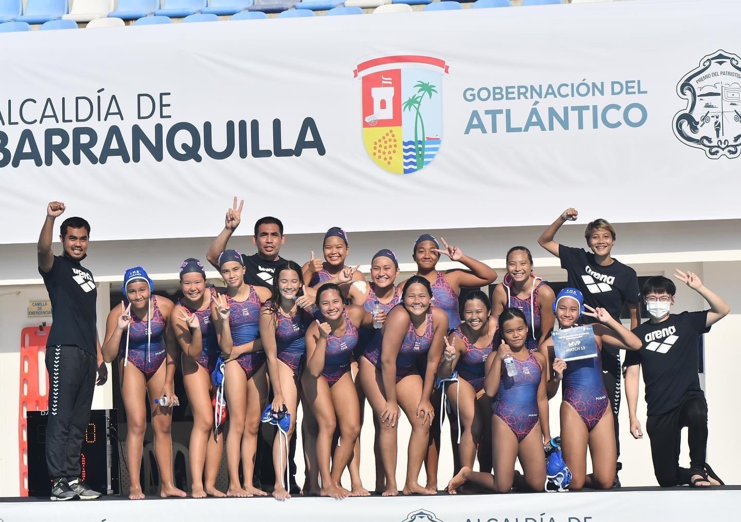 ทีมโปโลน้ำสาวไทย ล้างตา กดชนะ เปอร์โตริโก ทะลุเข้าชิงโปโลน้ำ รายการ FINA Water Polo Challengers Cup 