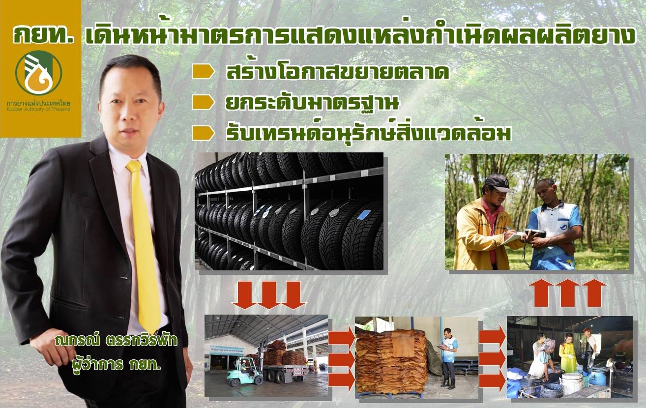 "กยท."เดินหน้ามาตรการแสดงแหล่งกำเนิดผลผลิตยาง สร้างโอกาสขยายตลาด หวังยกระดับมาตรฐาน รับเทรนด์อนุรักษ์สิ่งแวดล้อม