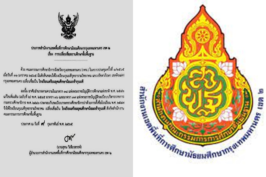 ประกาศเปลี่ยนชื่อรร.กุนนทีรุทธารามวิทยาคม     เป็นรร.เตรียมอุดมศึกษาน้อมเกล้ากุนนที 