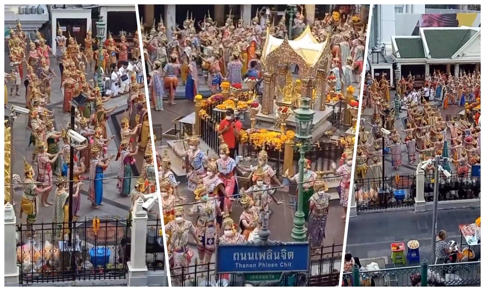 ฮือฮา! จัดนางรำนับร้อย รำแก้บน “ท้าวมหาพรหม” แยกราชประสงค์