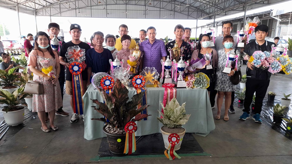 ตลาดพันธุ์ไม้ประดับสุพรรณฯคึกคัก!! "ต้นโชคเก้าชั้นด่างสี" จากเมืองกาญจน์คว้าแชมป์ ในงานงานรวมพลคนรักโชคเก้าชั้น