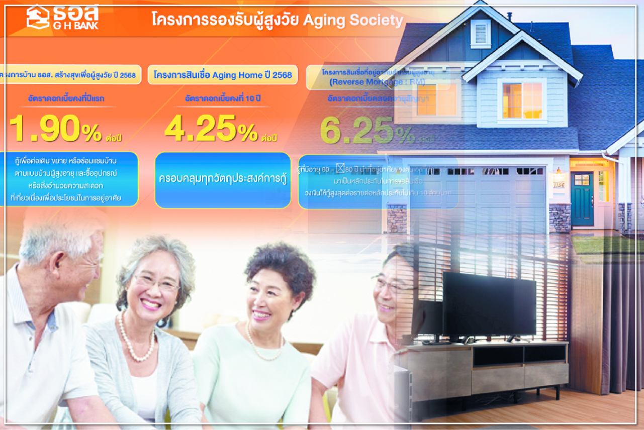 ธอส.ชูสินเชื่อผู้สูงวัยรองรับ Aging Society ย้ำผู้นำที่อยู่อาศัยปล่อยกู้ใหม่ ปี 68 กว่า 8 หมื่นล.