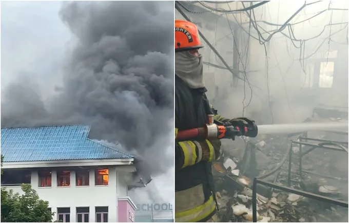 ด่วน! เพลิงไหม้อาคาร 4 ชั้น โรงเรียนสวนกุหลาบวิทยาลัย ธนบุรี ไฟลุกวูบชั้นบนสุด ดับเพลิงระดมกำลังเข้าระงับเหตุคุมเพลิงไว้ได้แล้ว!