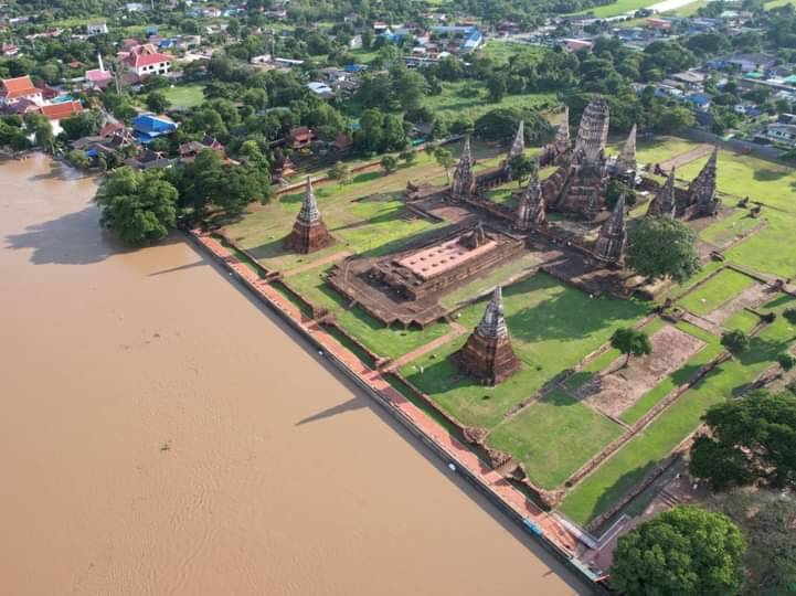 หวั่นระดับน้ำในพื้นที่อุทยานประวัติศาสตร์อยุธยาแนวโน้มสูงขึ้นอีก