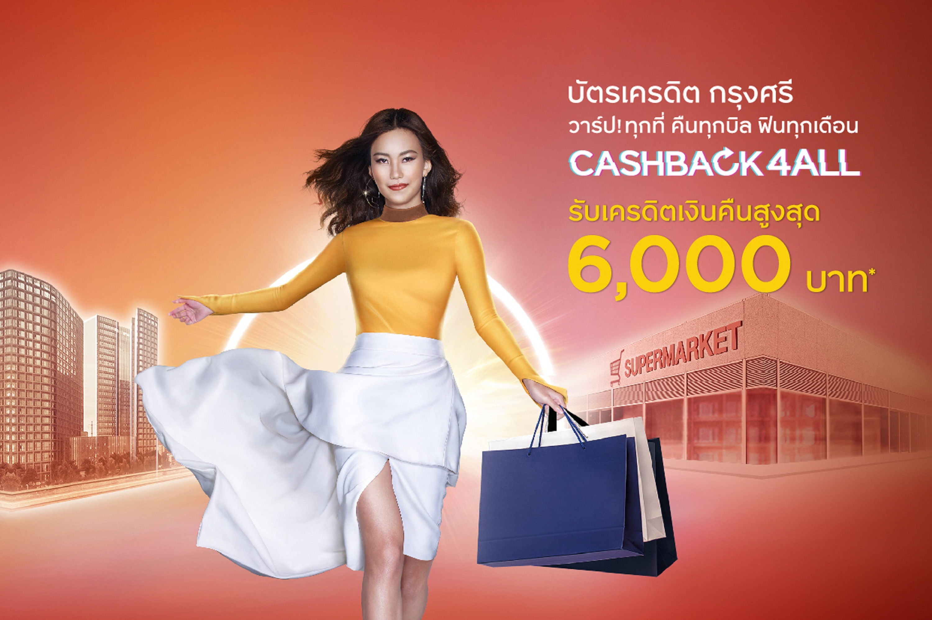 "บัตรเครดิต กรุงศรี" คืนคุ้มทุกการช้อป รับเครดิตเงินคืนรวมสูงสุด 6,000 บาท