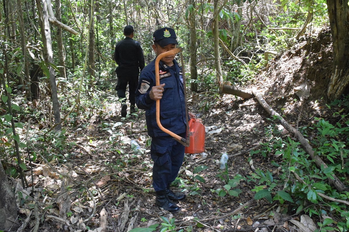 กอ.รมน.จังหวัดฉะเชิงเทราร่วมท้องถิ่นบุกป่าราบต่ำสนามชัยเขตตรวจและไล่จับแก้งบุกรุกทำลายป่า