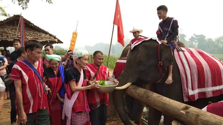 "วันช้างไทย" ชาวปกาเกอะญอ กว่า 500 คน ร่วมงานที่บ้านเพราะช้างหมู่บ้านยะพอ   เมืองเพอะพะ