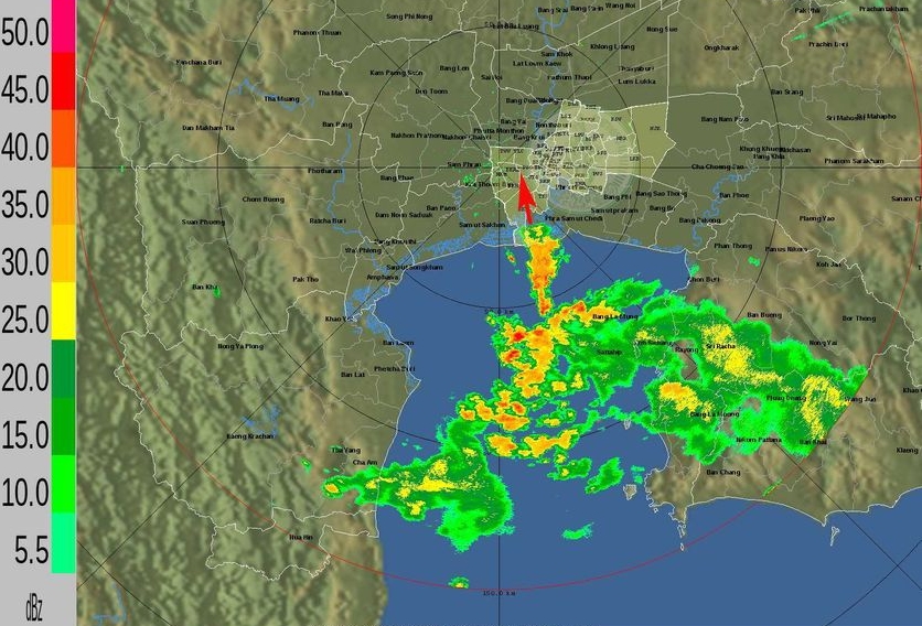 ฝนมาแล้ว! จากอ่าวไทยเข้ากทม.ตกเล็กน้อย-ปานกลางกระจายหลายเขต