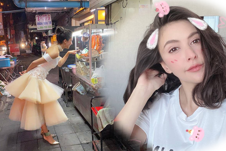  น้องไม่อิ่ม...'ศรีริต้า'สวมชุดสุดหรูกินบะหมี่หมูแดง