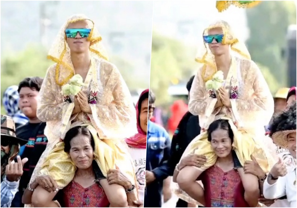 สุดจัด! "คุณยาย"แข็งแรงมาก  ให้ "หลานนาค" ขี่คอแห่งานบวช บุญเต็มๆ