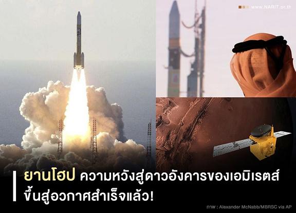 “เอมิเรตส์” สร้างประวัติศาสตร์!ส่ง “ยานโฮป” ไปดาวอังคารสำเร็จ