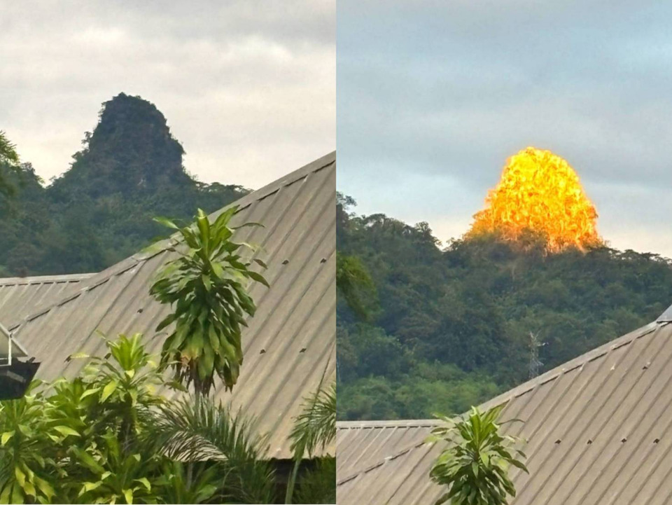 อัศจรรย์ธรรมชาติ! “ยอดเขาแหลม” ทองผาภูมิเปล่งประกายสีทอง 5 นาทีหลังอาทิตย์ตก สมชื่อ“เมืองทอง” 