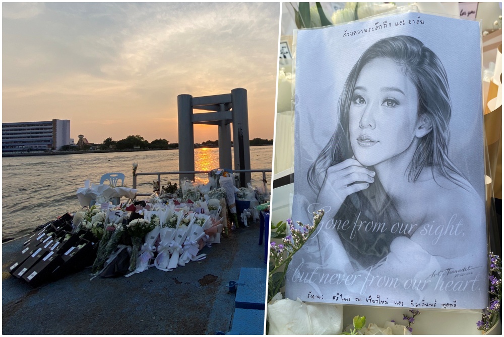แฟนคลับแห่วางช่อดอกไม้อาลัย "แตงโม" เต็มโป๊ะท่าเรือพิบูลสงคราม