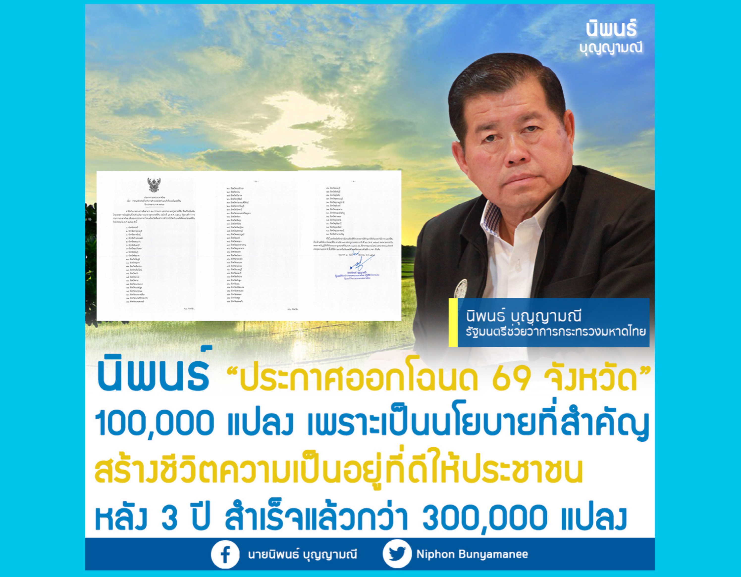 ‘นิพนธ์’ ประกาศออกโฉนด 69 จังหวัด 100,000 แปลง สร้างชีวิตความเป็นอยู่ที่ดีให้ประชาชน 