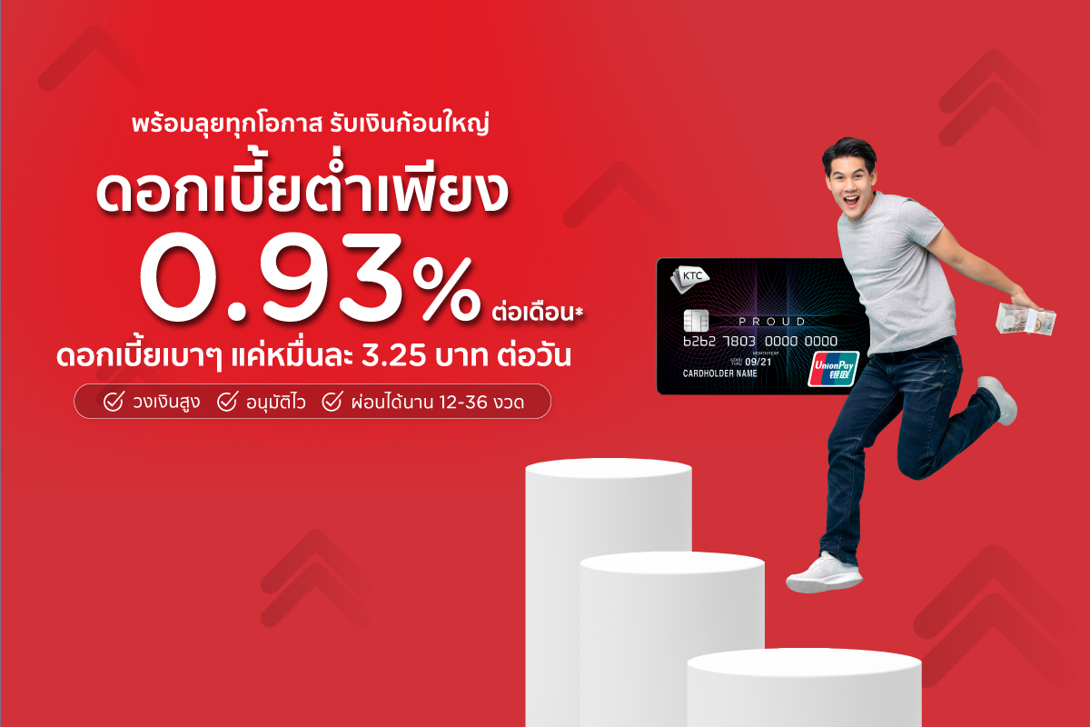 ลดผลกระทบโควิด “เคทีซี”หั่น ดบ.สินเชื่อบุคคลเหลือ 0.93% ต่อเดือน   