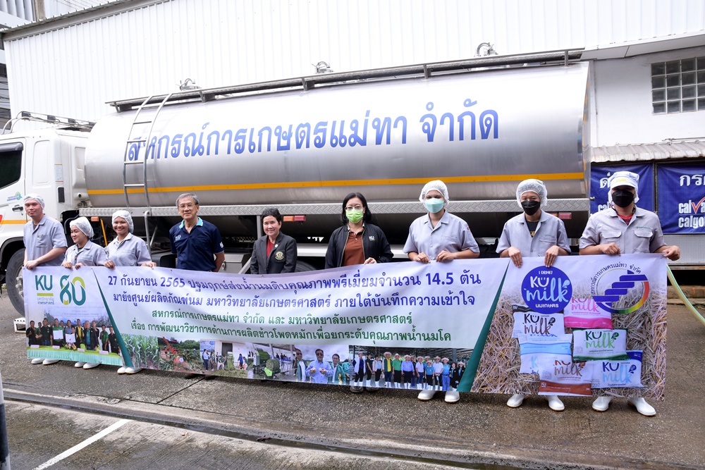 ปฐมฤกษ์!! ส่งน้ำนมดิบคุณภาพพรีเมียมจาก สกก.แม่ทา ผลจากงานวิจัยใช้ได้จริงของ มก. มาถึงโรงนมบางเขนแล้ว