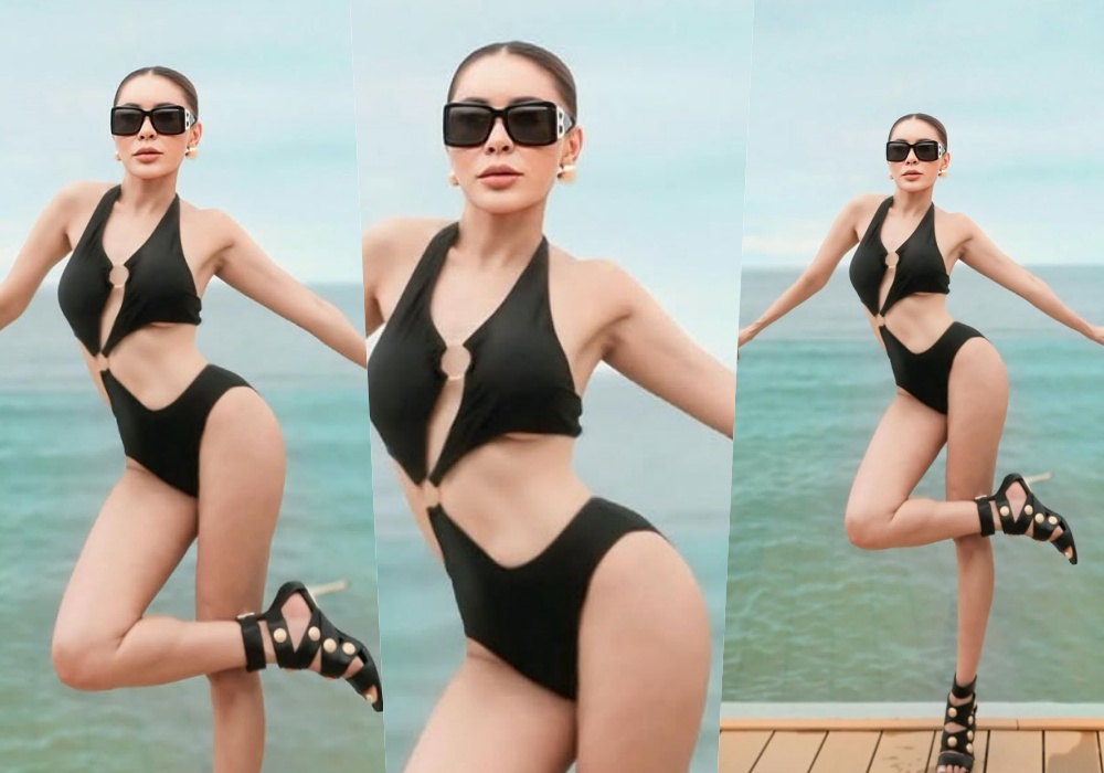 เซ็กซี่สุดๆ! "เป็กกี้ ศรีธัญญา" ฟาดบิกินีสีดำดีไซน์เก๋อวดหุ่นแซ่บ สวมส้นสูงโชว์ความมั่นใจ