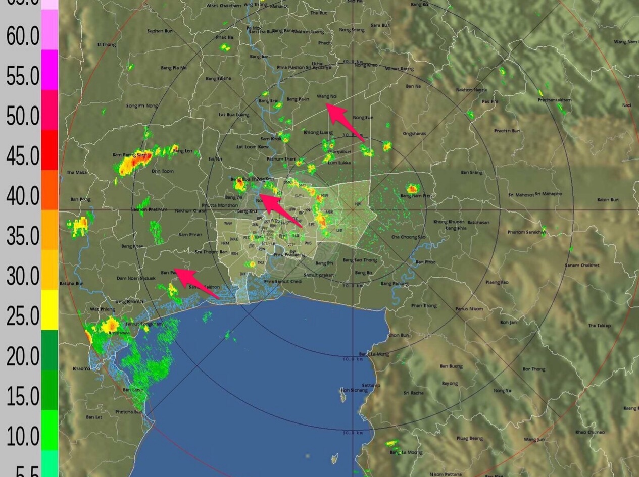 ฝนมาแล้ว! ! พบฝนตกกลุ่มเล็กๆทั่วกทม.แนวโน้มคงที่