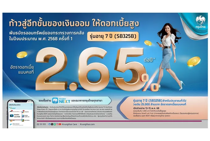 "กรุงไทย" ชี้ช่องลงทุนพันธบัตรรัฐบาล แนะใช้ตลาดรองบริหารพอร์ต เสริมความมั่นคงทางการเงิน