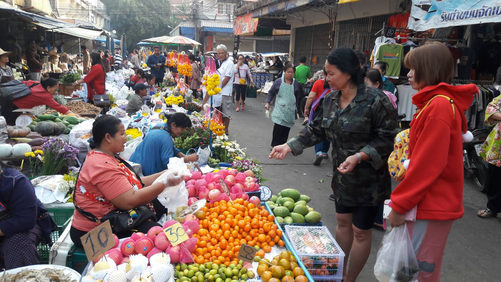 คนไทยเชื้อสายจีนหนองคาย ออกมาจับจ่ายซื้อของ เพื่อเตรียมไว้สำหรับวันไหว้เทพเจ้าและบรรพบุรุษผู้ล่วงลับ ในเทศกาลตรุษจีน