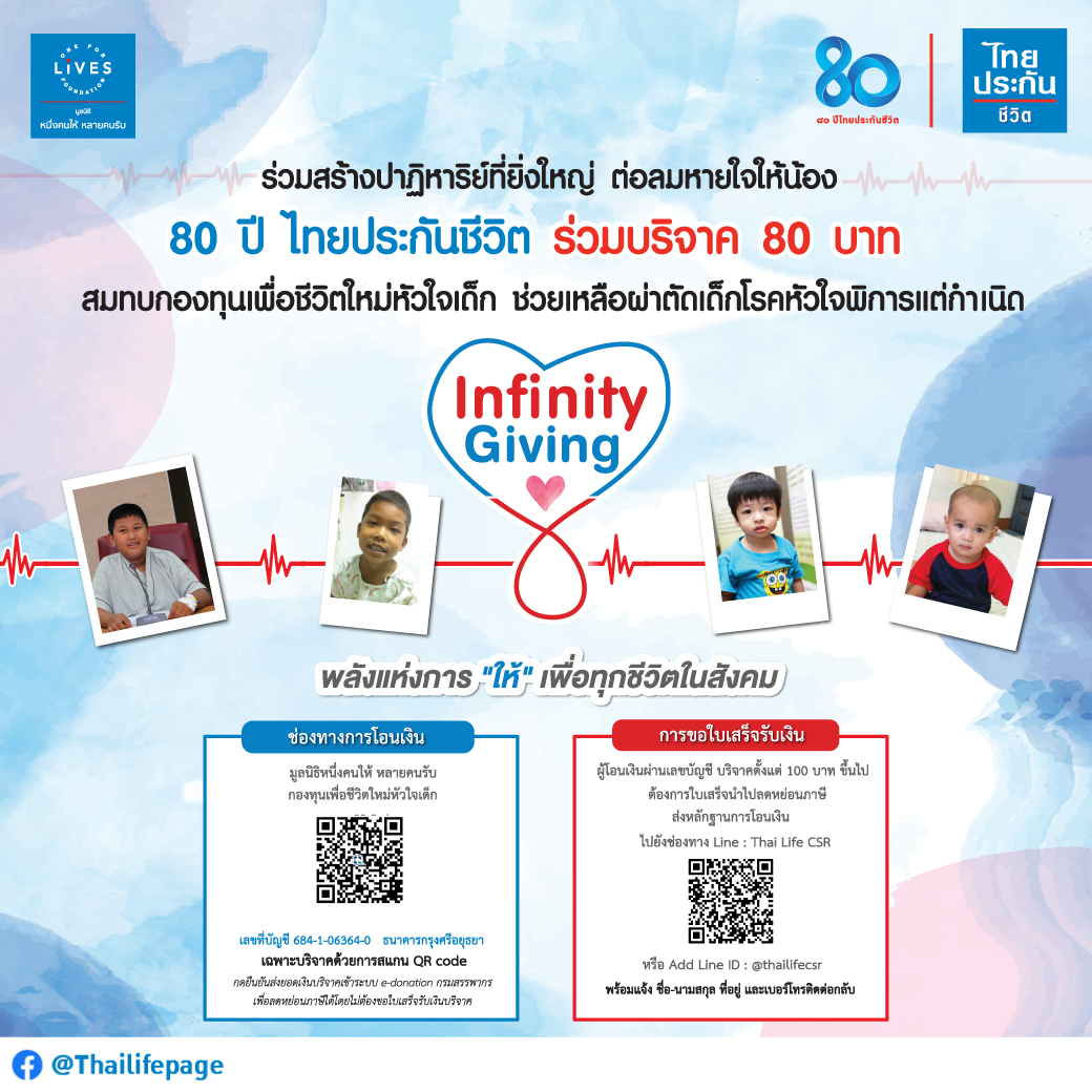 ไทยประกันชีวิต จัดกิจกรรมวาระ 80 ปี​ สร้างพลังแห่งการ “ให้” เพื่อทุกชีวิตในสังคม