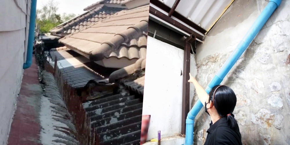 เจ้าของบ้านร่ำไห้!! หมู่บ้านข้างกันถมดินสูงเท่าหลังคาบ้าน น้ำทะลักกำแพงร้าว หวั่นถล่ม