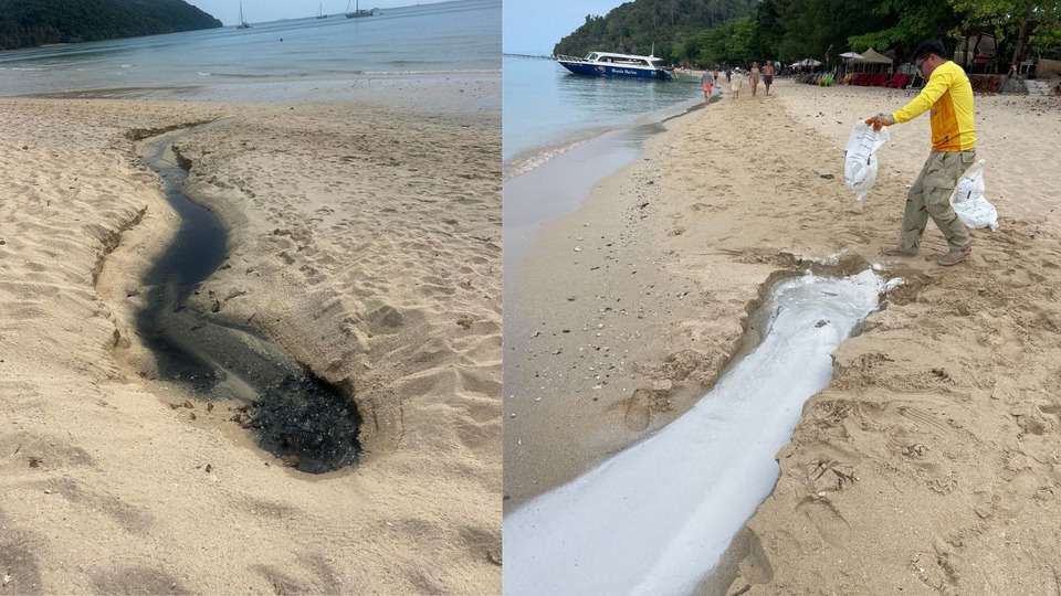 ด่วน! น้ำเสียโผล่หาดโล๊ะปาเหรด เกาะยาวใหญ่ ชาวบ้านจี้ตรวจระบบบำบัดหวั่นกระทบท่องเที่ยว