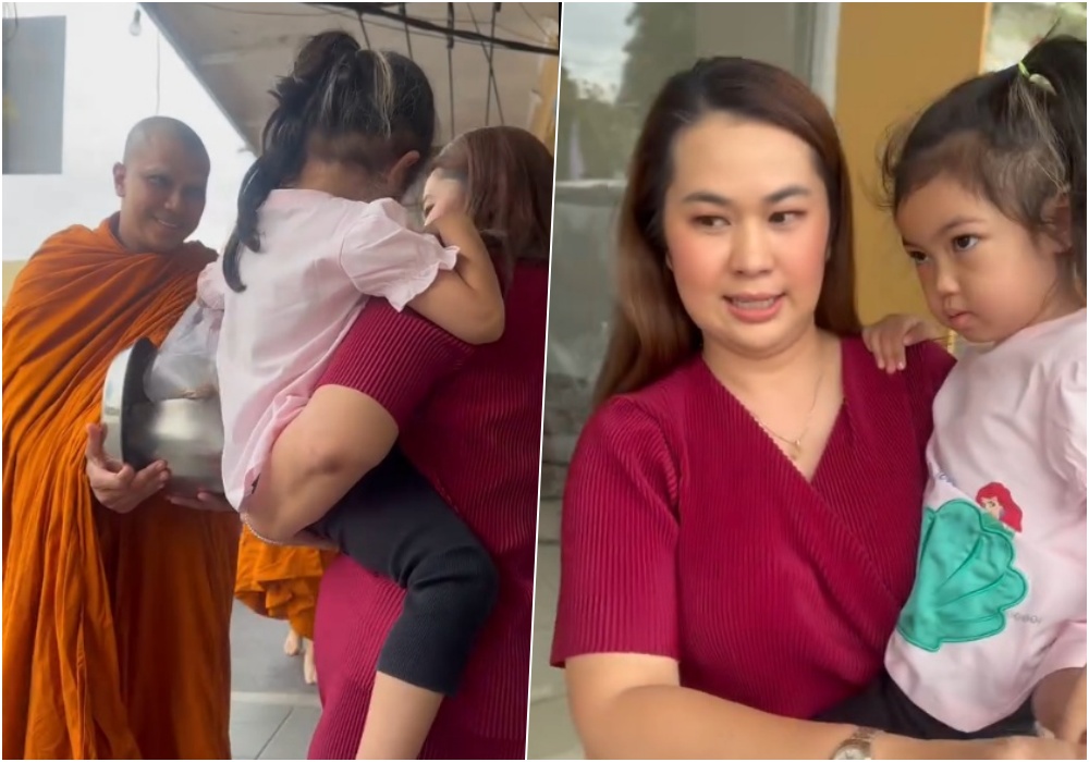ใจฟูไปด้วยกัน! "จูน เพ็ญชุลี" โพสต์คลิป พาลูกสาว "น้องมิลค์" ใส่บาตร "พระสุวณโณ"