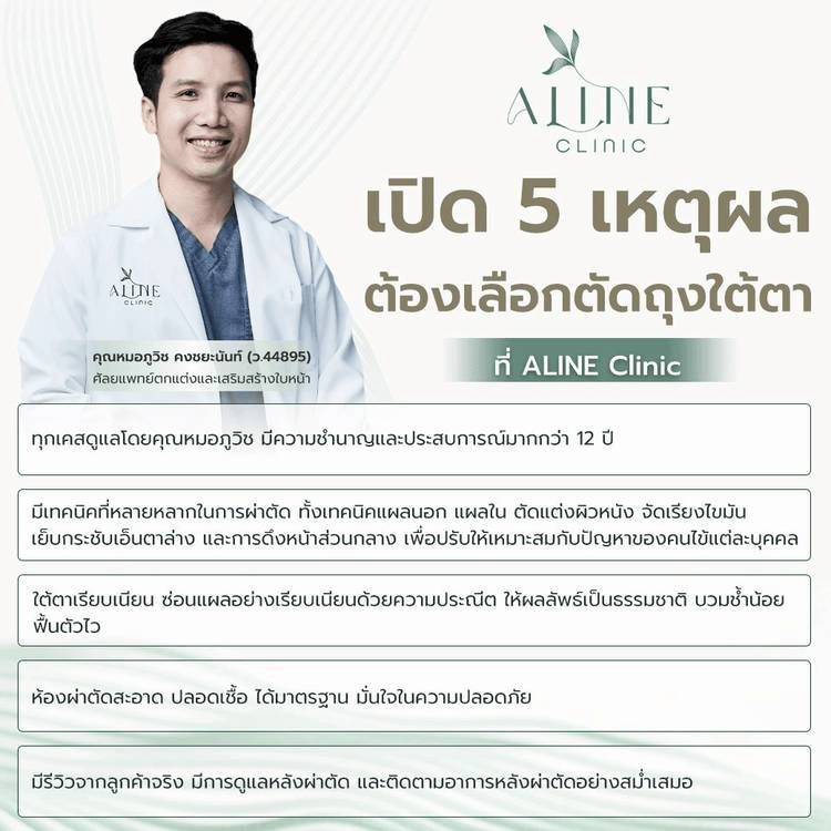 ผ่าตัดถุงใต้ตาที่ ALINE Clinic)