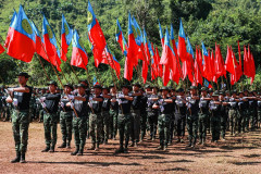 กองทัพแห่งชาติกะเหรี่ยงเคเอ็นเอในเมียนมาที่มีนายซอ ชิต ตู่ เป็นผู้นำ (Photo : AFP)