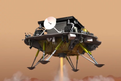 ภาพจำลองยานเทียนเหวิน-1 ลงจอดบนดาวอังคารสำเร็จ