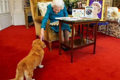 สมเด็จพระราชินีนาถเอลิซาเบธ ที่ 2 แห่งอังกฤษ กับสุนัขทรงเลี้ยงตัวหนึ่ง (Photo : AFP)