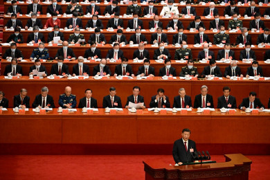 ประธานาธิบดีสี จิ้นผิง ผู้นำจีน ขณะประชุมสมัชชาใหญ่พรรคคอมมิวนิสต์จีน ที่กรุงปักกิ่ง  (Photo : AFP)