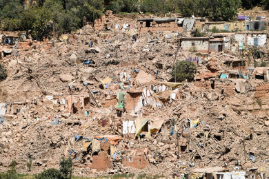 หมู่บ้านทิคต์ ถูกทำลายทั้งหมู่บ้านจนเหลือแต่ซาก (Photo : AFP)