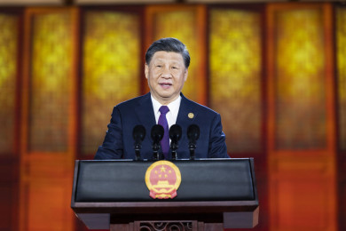 สี จิ้นผิง กล่าวสุนทรพจน์และเป็นตัวแทนรัฐบาลจีนต้อนรับคณะผู้นำของกลุ่มประเทศเอเชียกลางอย่างอบอุ่น