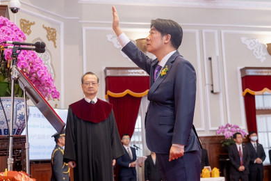 นายไล่ ชิง-เต๋อ สาบานตนรับตำแหน่งประธานาธิบดีคนใหม่ของไต้หวัน (Photo : AFP)