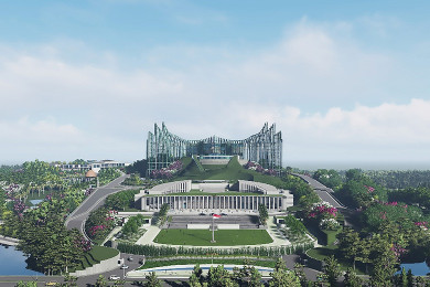 ภาพตกแต่งจากคอมพิวเตอร์แสดงกรุงนูซันตารา เมืองหลวงแห่งใหม่ของอินโดนีเซีย (Photo : AFP)