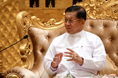 พล.อ.อาวุโส มิน อ่อง หล่าย ผู้นำรัฐบาลทหารเมียนมา (Photo : AFP)